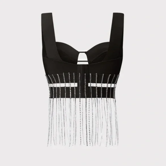 Herve Leger CRYSTAL CHAIN CROP TOP